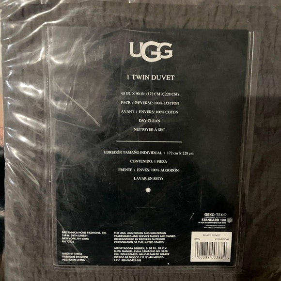 NWT UGG SHAYE TWIN DUVET IN CHARCOAL - Picture 4 of 5